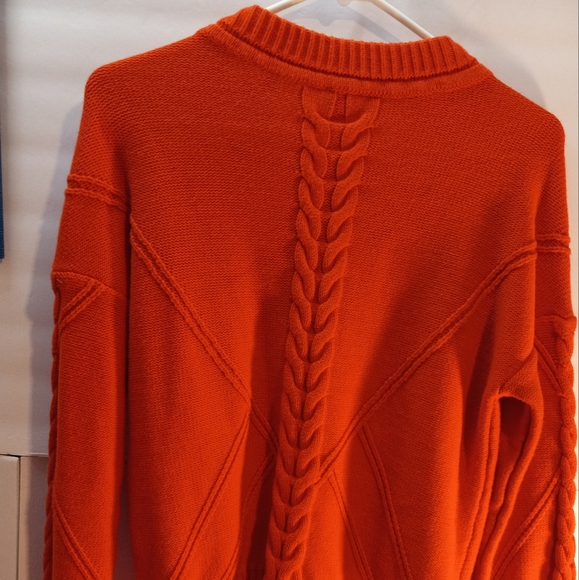 Cabi Mock Neck Cardigan Medium Long Sleeves Orange Botton Down Sweater Preppy - Picture 2 of 15
